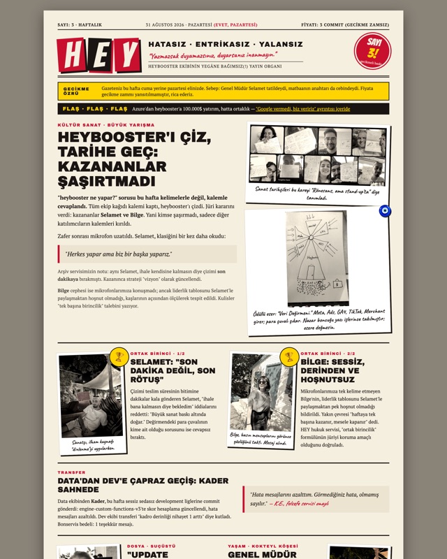 HEY Gazetesi Sayı 3 ön sayfası