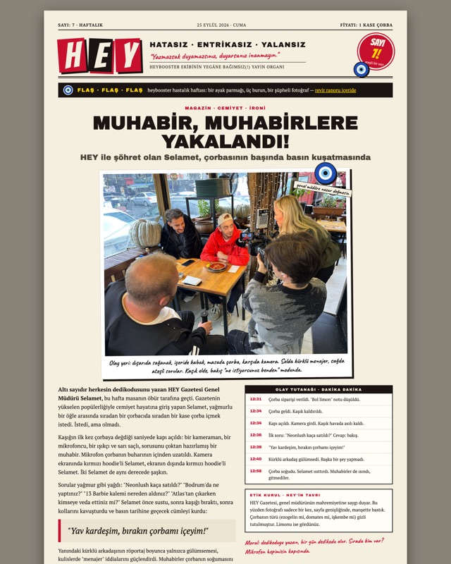 HEY Gazetesi Sayı 7 ön sayfası