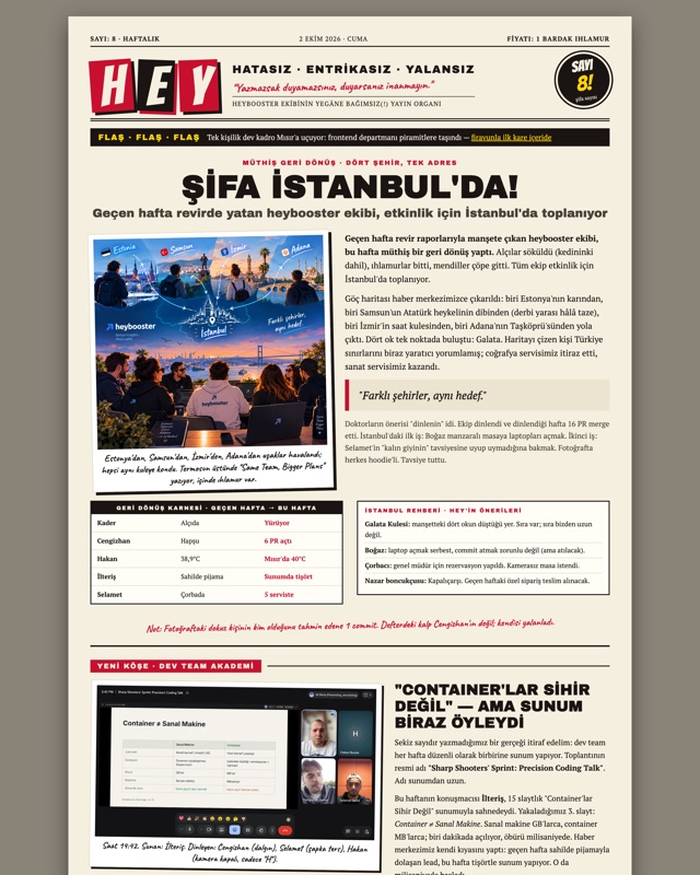 HEY Gazetesi Sayı 8 ön sayfası