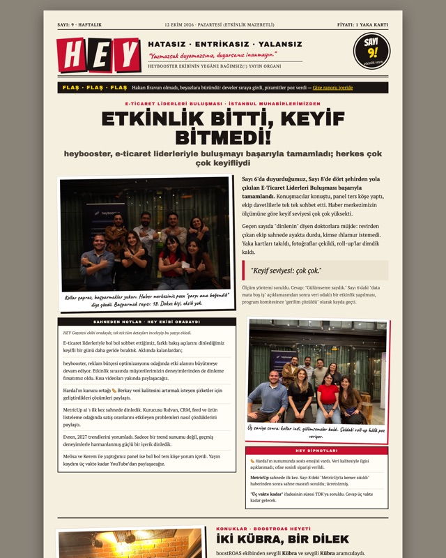 HEY Gazetesi Sayı 9 ön sayfası